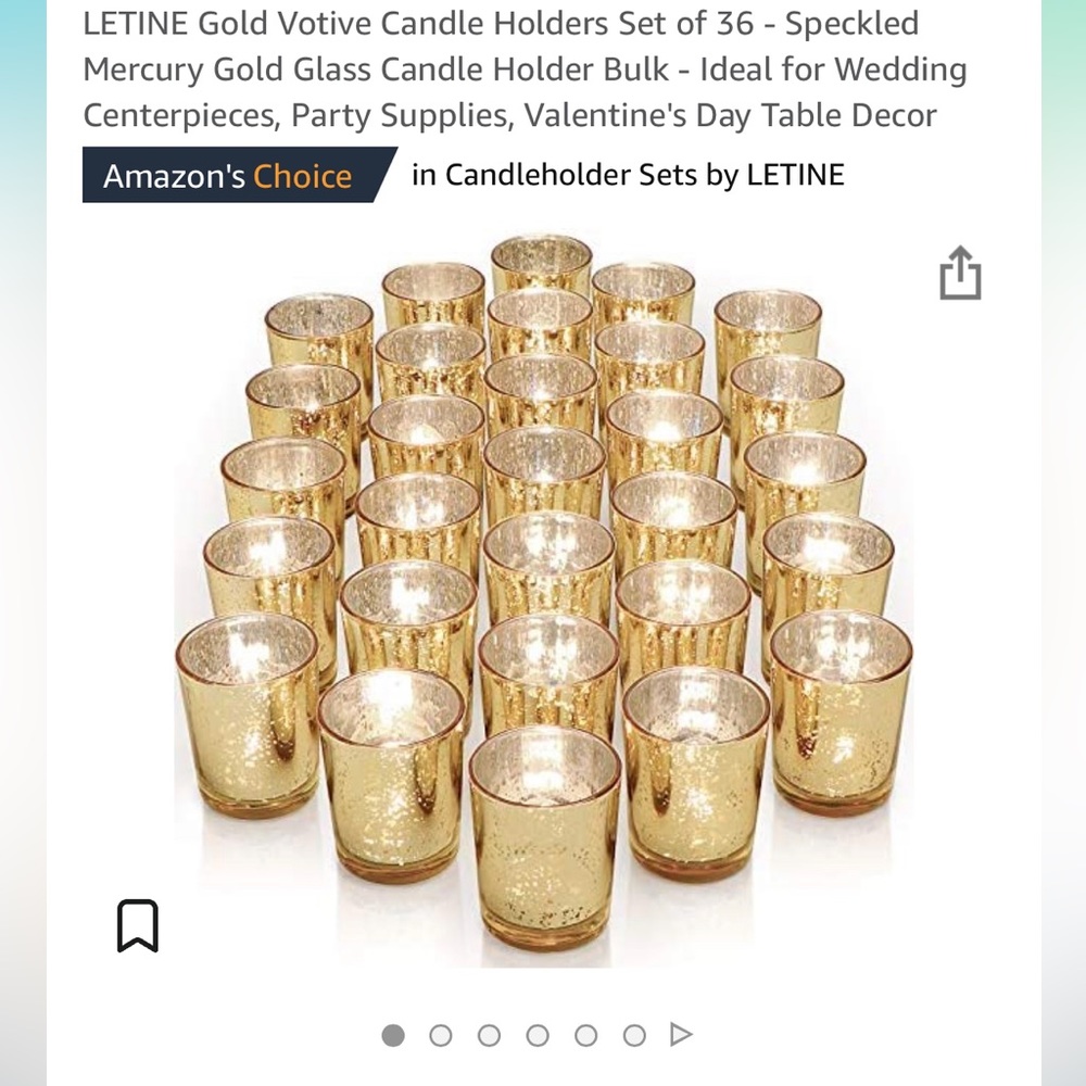 Used for wedding, gold votive candle holders, 24 w/battery tea light candles
